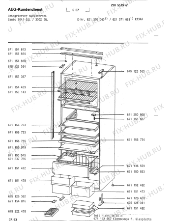 Взрыв-схема холодильника Aeg SAN3041 I - Схема узла Housing 001